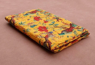 Colchas colchas edredón Kantha de algodón hechas a mano indio ropa de cama Ralli manta edredón Foto 1 de 4