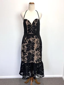 Elliatt Womens Dress L Black Lace Beige Halter Pencil Sexy Cocktail Formal Chic - Bild 1 von 12