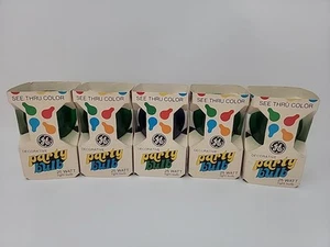 Vintage Colored Party Light Bulb Lot 25W 4 Green And 1 Blue - Picture 1 of 5