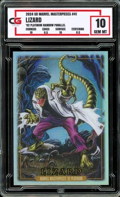 2024 Marvel Masterpieces Platinum 1992 RAINBOW PARALLEL #41 Lizard ~ CG 10 GEM - Image 1 of 2