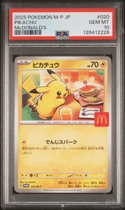 Pokémon JPN M-P 2025 PROMO MCDONALD'S #020 PIKACHU PSA 10 - Imagen 1 de 2