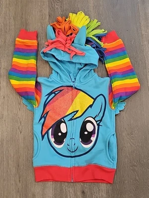 Girls' Hooded Rainbow Dash Jacket, Wings/ Mane/SZ S(4) My Little Pony Glitter - Image 1 of 4