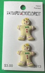 MARY ENGELBREIT 1” ME-02 GINGERBREAD MEN COOKIE CHRISTMAS SHANK BUTTONS-K1 - Picture 1 of 3