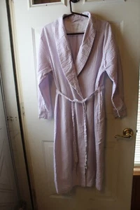 Vermont Country Store Womans Seersucker Bathrobe Size L Purple Summer Cotton - Picture 1 of 5
