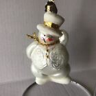 Christborn Snowman White Glass and Glitter Ornament made in Germany