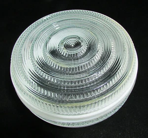 Vintage Art Deco Round Glass CEILING LAMP SHADE with 7¾" Fitter 2 White Stripes - Picture 1 of 21