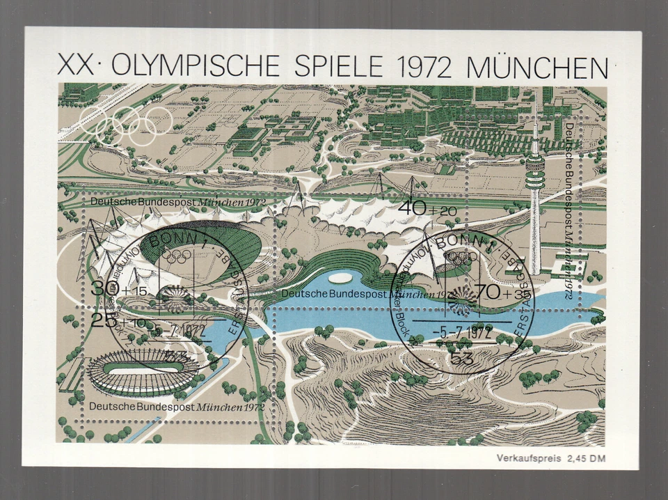 Germany 1972 Olympic Games  -  Olympic Souvenir Sheet Sc#B489 used - Image 1 of 1