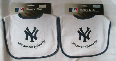 LITTLE NEW YORK YANKEES FAN BABY BOY BIB - SET OF 2 - BRAND NEW - Image 1 of 4