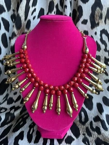 Tarina Tarantino Tränen fallen rot Swarovski Kristall Gold Tropf Halskette $ 325 - Bild 1 von 10