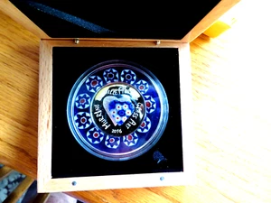 Islas Cook 2016 $5 Murrina Millefiori arte en vidrio veneciano Murano plata D12 - Imagen 1 de 3