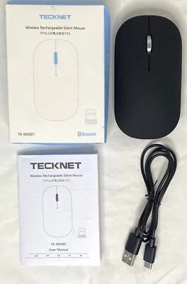 TECKNET 2.4 GHz Wireless Rechargeable Silent Mouse TK-MS001 Black - Image 1 of 4