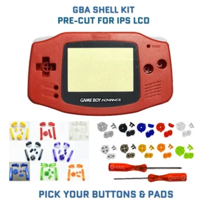 Nintendo Game Boy Advance GBA Shell Kit RED PRE CUT Housing V2 IPS READY - Picture 1 of 4