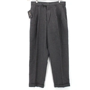 Chaps By Ralph Lauren Trousers Pants Mens Gray Striped Rayon Size W32 L29 NWT - Picture 1 of 9