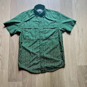 Duluth Vented Shirt Men's Small Oudoors Button Down Short Sleeve Green Print - Picture 1 of 10