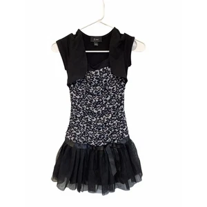 B-Wear Ever Girl Floral Black Silver Floral Ruffled Dress Kid’s Youth Size 7 - Picture 1 of 6
