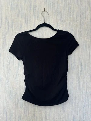 & Other Stories Black Ruched Sides Cotton T-Shirt Top Size S - Image 1 of 4