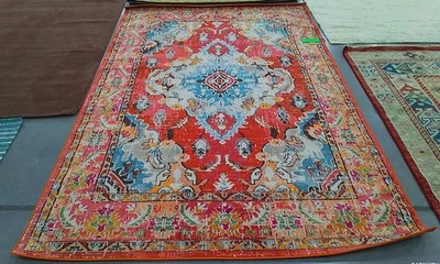 Alfombra dañada NARANJA/AZUL ILUMINADO 6'-7" x 9'-2", precio reducido 1172786194 MNC243H-6 Foto 1 de 4