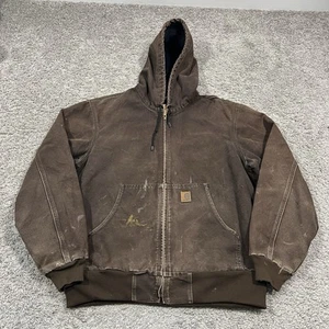 Chaqueta Carhartt De Colección Para Hombres L Regular Marrón Oscuro J25 DKB Envejecida Con Capucha Y2k - Imagen 1 de 15