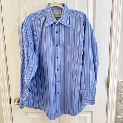 Turnbury Blue Stripe Button-Down Dress Shirt Men's Size Large - Image 1 of 4