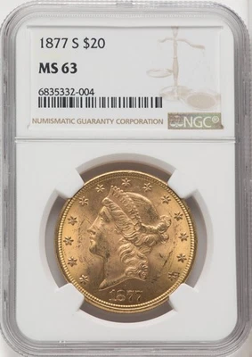 Liberty Double Eagle 1877-S $20 NGC MS63 (518529038) Foto 1 de 2