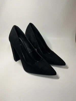 Qupid Tacones Altos Gamuza Negro Mujer Talla 8.5 Usado Foto 1 de 4