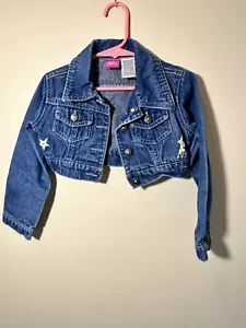 Disney Tinkerbell Cropped Denim Jacket Girls 4/5 - Picture 1 of 7