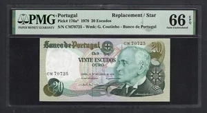 Portugal 20 Escudos 13-9-1978 P176a* Replacement Uncirculated Grade 66 - Picture 1 of 2
