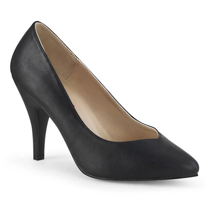 Zapatos de salón PLEASER DRE420/B/PU para mujer negros básicos de 4" de tacón alto Foto 1 de 4