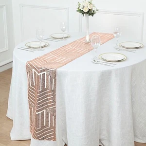 12x108 in Sequined Geometric Design Tulle TABLE RUNNER Party Events Decorations - Picture 1 of 33