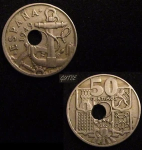 * Gutse * FRANCO-1438, 50 Centesimi 1949 19-53, Errore(16a), Trapano Decentrate - Picture 1 of 1