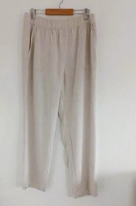Pantalones para mujer Final Touch mezcla de lino blanco roto pierna ancha con bolsillos talla grande - Imagen 1 de 7