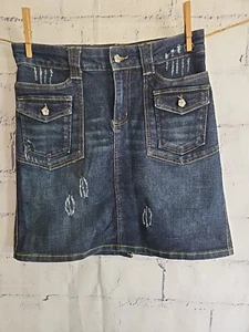 Falda Lápiz Crest Jeans Denim Azul Jean Talla 6 Lavado Oscuro Desgastada Bolsillos con Cremallera - Imagen 1 de 14