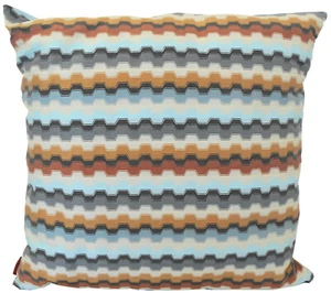 MISSONI HOME CUSHION SILK COTTON BLEND CHEVRONS 40x40cm OEKO TEX BARBADOS T60 - Picture 1 of 4