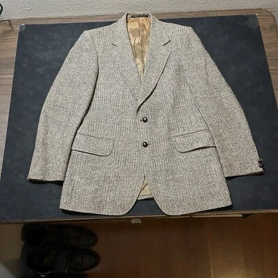 Harris Tweed Sport Jacket Striped Wool England made Gimbels 1970s Blazer Coat 42 - Image 1 of 4