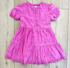 Girls Gap Pink Eyelet Fit And Flare Dress Size 5 - Picture 1 of 3