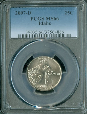 2007 D IDAHO QUARTER PCGS MS66 BUSINESS STRIKE RARE  * - Image 1 of 2