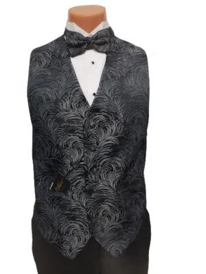 New Tuxedo Vest Bill Blass Retail stock Black Silver Fireworks 89.95 TUXXMAN - Image 1 of 4