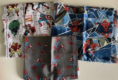 MARVEL Spiderman Captain America Hulk Fabric Remnants - Image 1 of 4