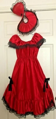 HALLOWEEN - DISFRAZ COMPLETO de Halloween Southern Belle rojo satinado para niños M/5-7 años Foto 1 de 4