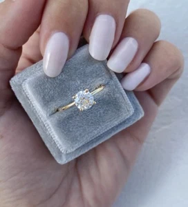 Genuine Diamond 0.15 Carat Semi Mount Hidden Halo Setting Ring 14k Yellow Gold - Picture 1 of 11