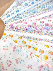 Ange Bouquet Cosmo Japanese Tiny Floral Shabby Pastel Quilting Fabrics 12 FQB - Picture 1 of 16