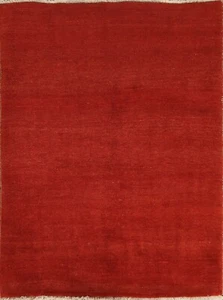 Contemporary Hand-Knotted Gabbeh Solid Oriental Area Rug Wool Modern Carpet 5x6 - Picture 1 of 12