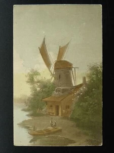 Netherlands Dutch OLD WINDMILL Watercolour Study - Old Postcard by The O.I.A. - Picture 1 of 2