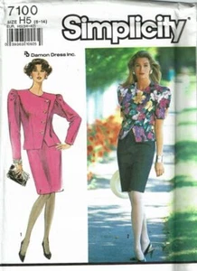 Simplicity Sewing Pattern 7100 Suit Dress Misses Size 6-14 - Picture 1 of 2