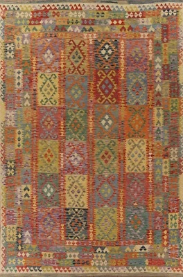 Geometric Kilim Reversible Oriental Area Rug 10'x13' Wool Hand Woven Tribal Rug - Image 1 of 4