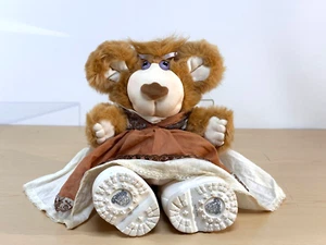 Vtg 1980s Furskins Plush Bear Brown w/ Purple Eyes, Xavier Roberts Cabbage Patct - Picture 1 of 15