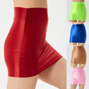 Sexy Womens Shiny High Waisted Pencil Bodycon Short Mini Skirt Party Clubwear - Picture 1 of 19