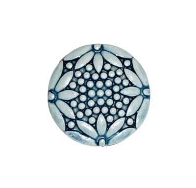 Wonderful Art Stone Flower Floral Shank Button  1-1/4" Navy Blue Round Button - Image 1 of 4