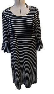 Johnston & Murphy Dress Career Business Stripe Gold Trim Bell Sleeve Sz L New - Picture 1 of 12