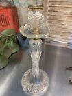 Tall Elegant Antique Crystal Candle Stick Holder Silver Plate Collars